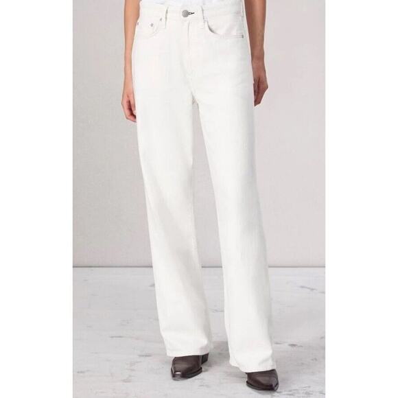 Rag & Bone Featherweight Logan Mid Rise Wide Leg Jeans 32 Ivory Loose Fit NWT - Picture 7 of 8